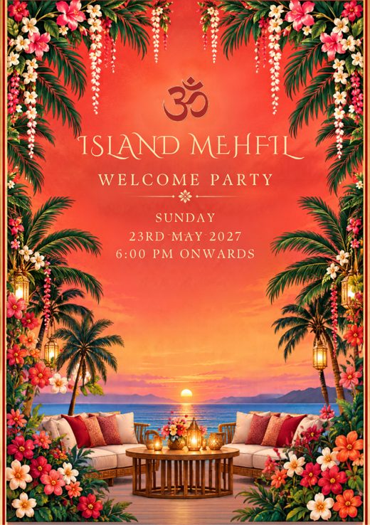Island Mehfil welcome party card